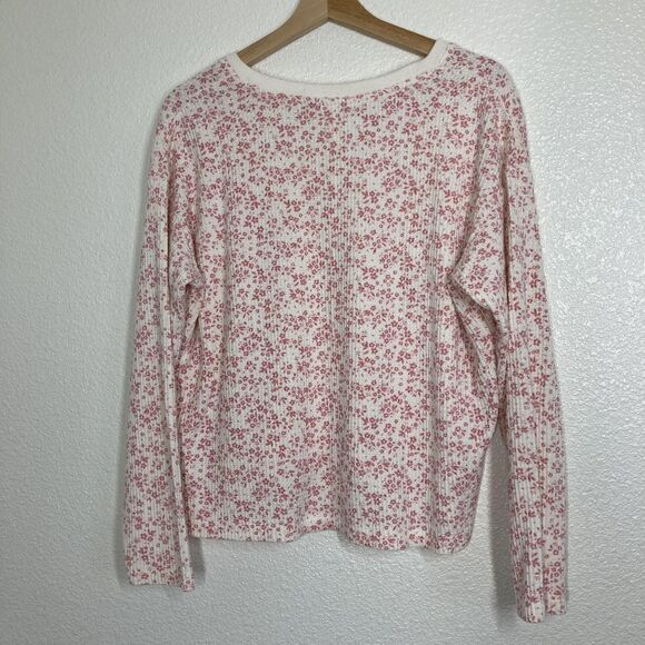 Papinelle Pajama Set Soft Womens Medium Cream Pink Floral Waffle Knit Lounge - Picture 7 of 16